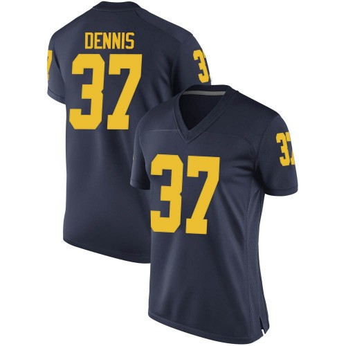 Eamonn Dennis Michigan Wolverines Women's NCAA #37 Navy Game Brand Jordan College Stitched Football Jersey JUB0654SF